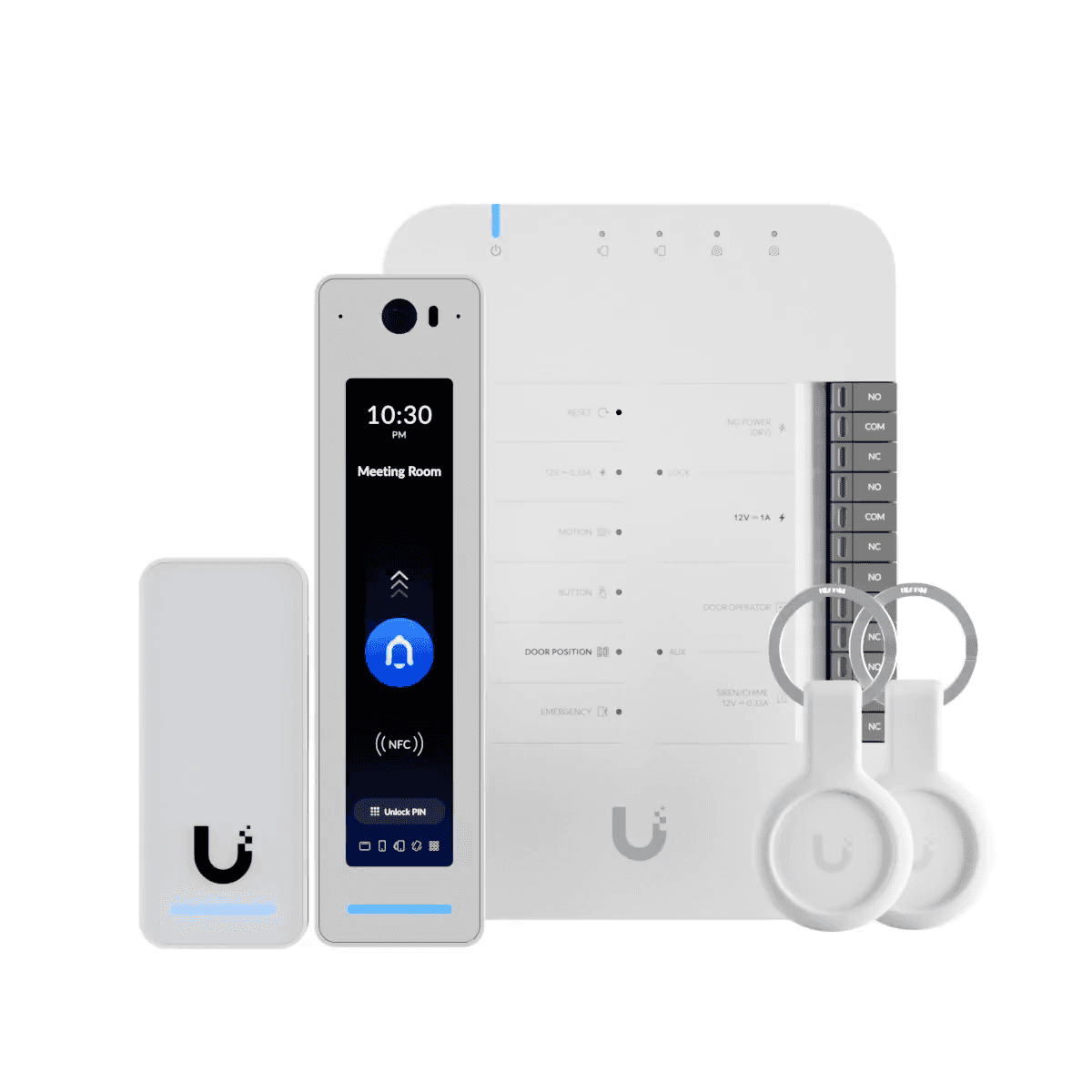 UniFi Access G2 — door hub, reader and pocket key fobs
